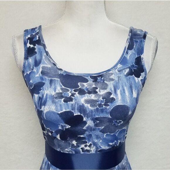 VINTAGE Twisted Paris Blue Floral Sash Maxi Dress - Picture 5 of 16